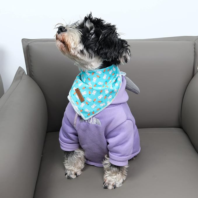 Easter Dog Bandana, Easter Triangle Bid Scarf for Small Medium Dog, Cotton Pet Kerchief for Girl Boy Dogs or Cats, Cute Carrot & Rabbit Dog Bandana, Comfortable Easter Dog Bandana