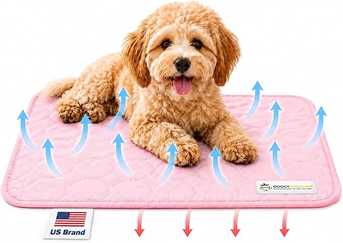 Doggykingdom Cooling Mat for Dogs – Ice Silk Self-Cooling Pet Pad for Dogs & Cats, Breathable Washable Cooling Pad for Crate, Kennel, Car & Floor, Summer Sleeping Mat, No Water Needed, Pink, Small