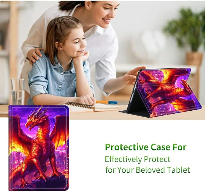 Case for Samsung Galaxy Tab A9+/A9 Plus 11" 2023 (SM-X210/X216/X218) | Slim Leather Smart Cover with Multi-Angle Anti-Slip Stand [Auto Wake/Sleep] Shell for Women Men - Purple Red Dragon