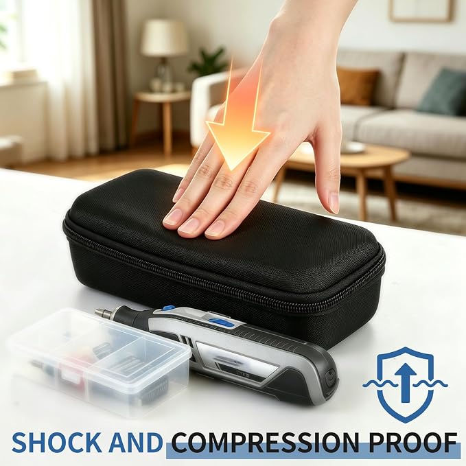 Tool Box Compatible with Dremel and Accessories, Hard Carrying Case Storage Rotary Tool Cordless Tools, Multi-Purpose Kit Carrying Case, Compact and Lightweight, Easy to Carry Anywhere, Black