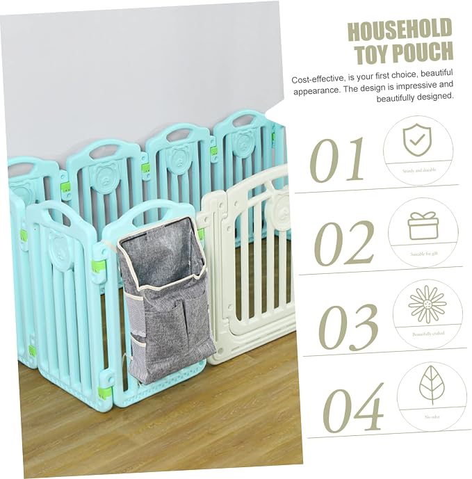 Pet Storage Pouch Breathable Hanging Organizer for Toys and Food Household Accessory Grey Convenient and Safe for Pets Boys and Girls and Home Organization
