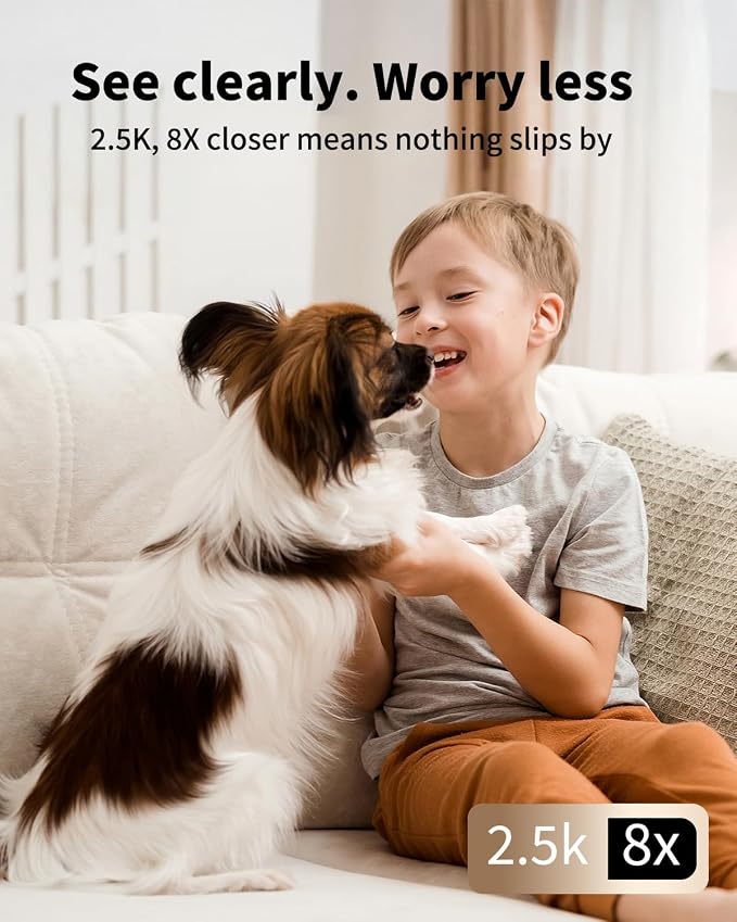 VIMTAG 5G 4MP Security Camera Indoor, 2 Pack Dog Camera with Speaker 360 Motion Tracking, IR Night Vision, Indoor Cameras for Home Security Puppy Cat, 2-Way Audio, Support Alexa, Card (Not Included)
