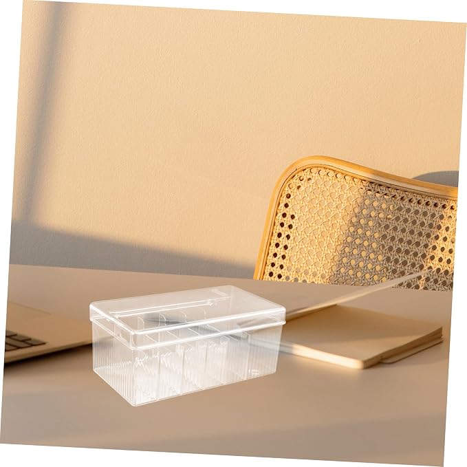 Tofficu Desktop Cable Organizer Box Clear Multi-grid Storage Case for Usb Cables Chargers and Accessories Pet Material Lid Translucent Design for Easy Access and Space-saving