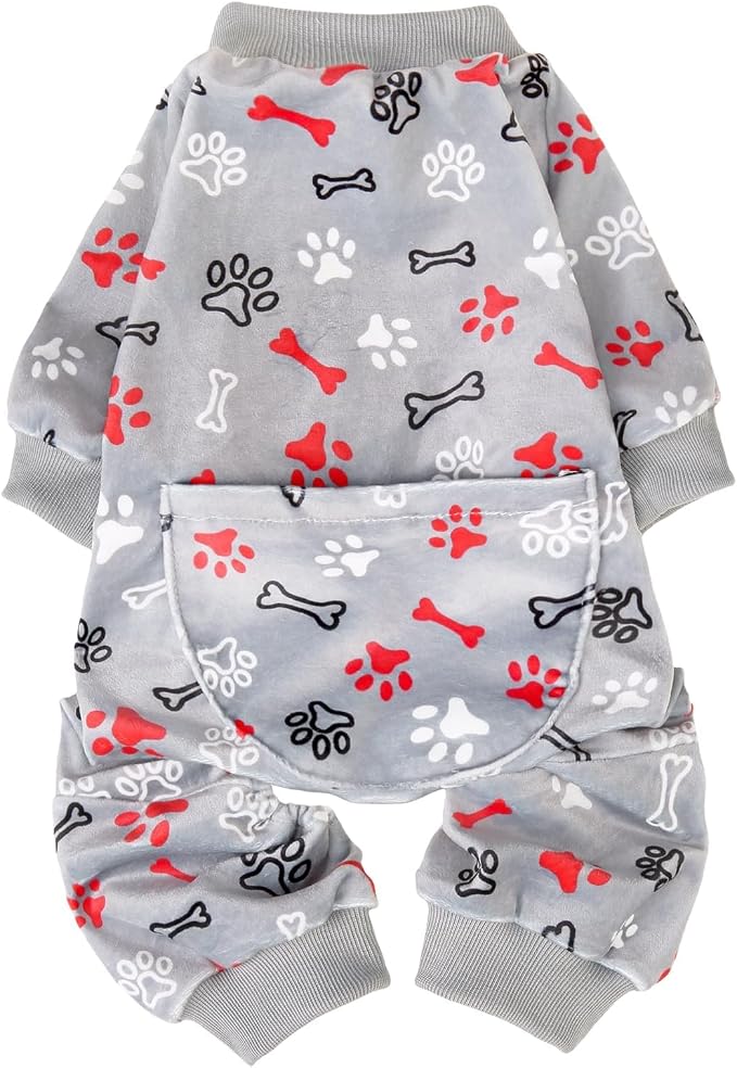 PUPTECK Soft Fleece Dog Pajamas for Small Medium Dogs, Dog Onesie Puppy Sweaters Clothes Jumpsuit Pjs, Cute Jammies Cat Coat Pet Costume Apparel