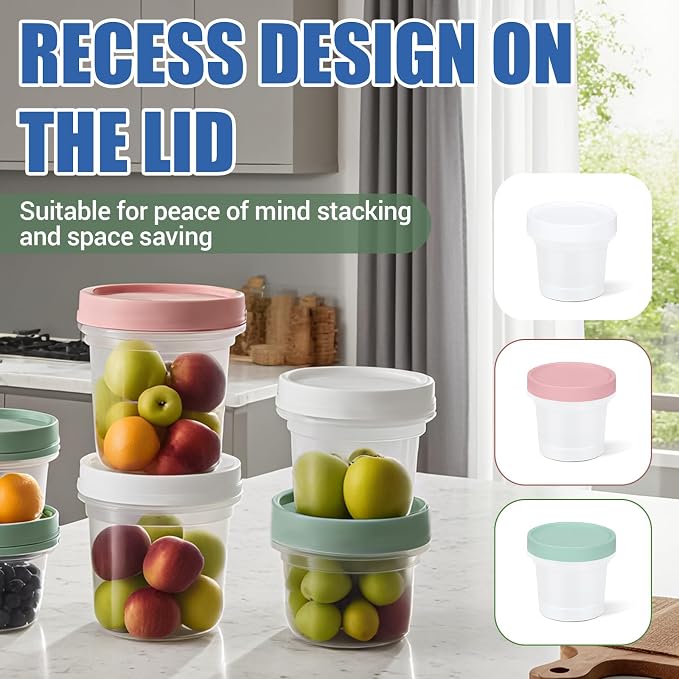 6 Pack 3.4oz Food Storage Containers, Plastic Containers with Twist Top Lid, Reusable Dishwasher Freezer Safe Airtight, Takeout Container - Ideal for Soup and More
