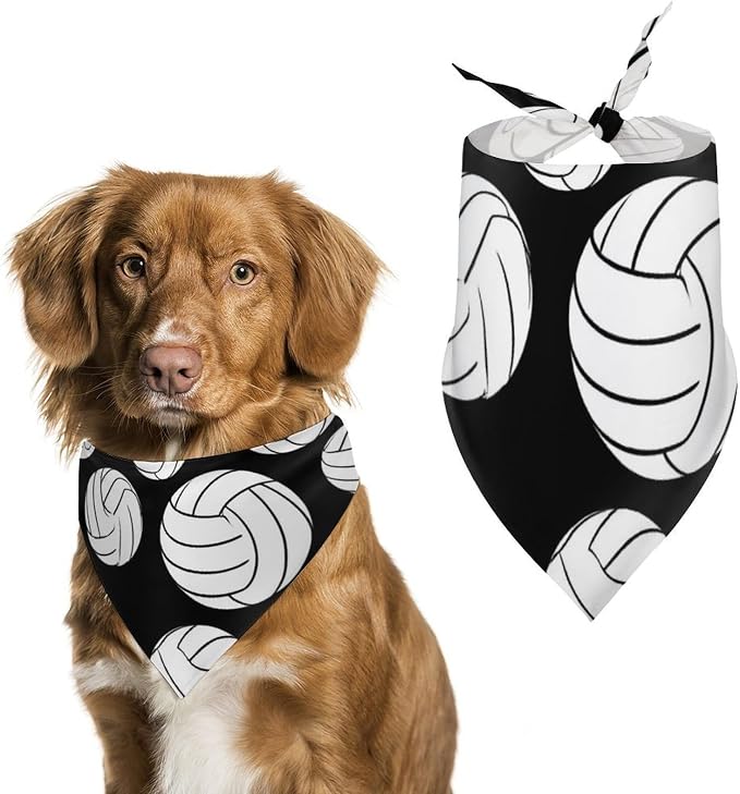 Lightweight and Soft Pet Scarf Black and White Volleyball Ball for Small to Large Dogs, Cats Beach, Outdoor Travel, Casual Daily Walking Use