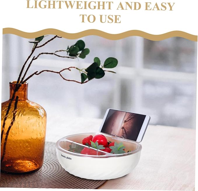 LABRIMP Double-layer Fruit Storage Bowl with Phone Stand Snack Organizer for Countertop for Dry Fruits and Pistachios Easy to Clean and Space-efficient Design