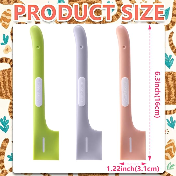 3 Pcs Dog Cat Food Scoop Pet Supplies Silicone Canned Spoon for Cat Dog Feeding and Wet Food Storage, Pink Gray Green