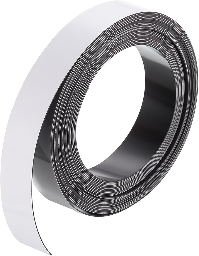 MECCANIXITY Magnetic Strip with Strong 1 Inch x 21.33 Feet Magnetic Strip Tape,Magnetic Tape Labels for Whiteboards Refrigerator and Crafts White