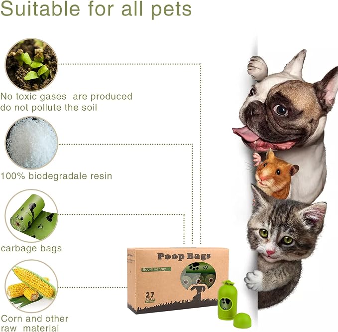 Dog Poop Bags Rolls with Dispenser Extra Thick Leak Proof 280Ct Scented | Strong Large 9x13 inch Waste Refill Bags for Daily Dog Walks, Cat Litter Cleanup Outdoor Travel and Multi-Pet Households