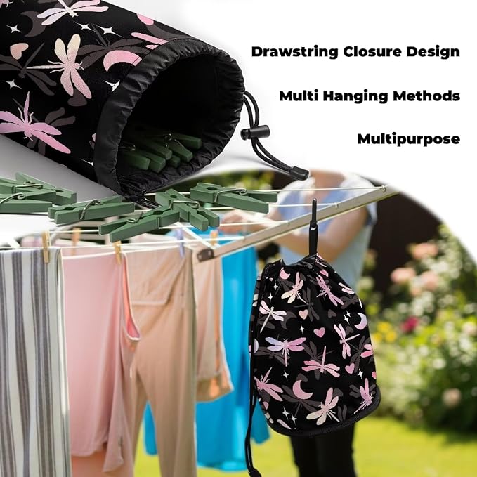 Zebra Print Clothespin Bag, Large Clothes Pin Hanging Bag, Pin Bag with Large Opening for Clothes Lines Outside Yard Home Decoration