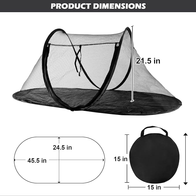 Cat Tent Outdoor, Pet Enclosure Tent Suitable for Cats and Small Animals, Indoor Playpen Portable Exercise Tent with Carry Bag（Black） | Pop Up Catio, Waterproof PE Base, Anti-Bug Mesh, Firm Steel Rods, Kitten Small Animal Travel Yard Gear, Carry Bag