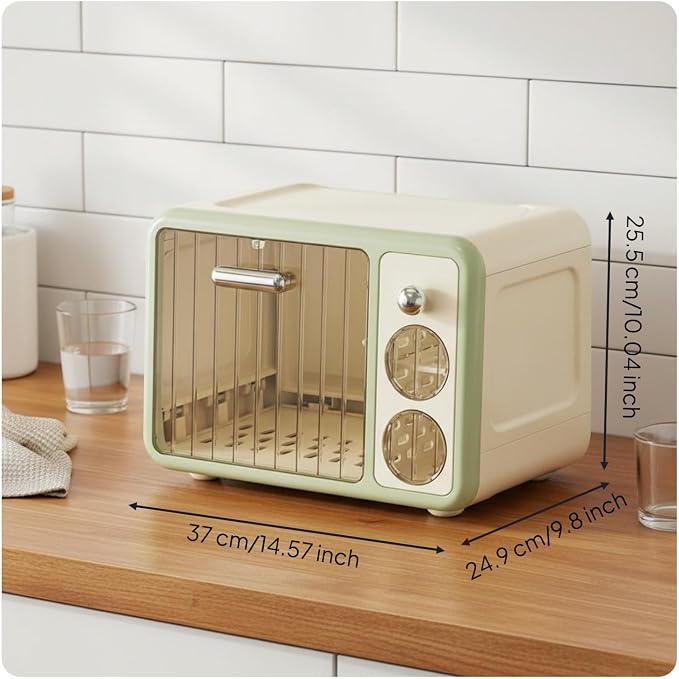harayaa Storage Cabinet Kitchen Organizer Cup Rack Cabinet Cupboard with Drainage Pegs and Tight Seal Doors Made of PP and PET Suitable for Infant countertop use Cottage, Black