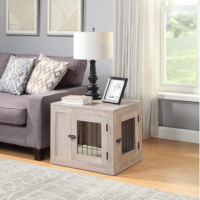 unipaws 25.5 Inch Furniture Style Dog Crate for Small Dogs, Cats, Rabbit | Indoor Puppy Kennel, Modern Decorative Wood Wire Cage, Pretty Cute End Side Table Nightstand
