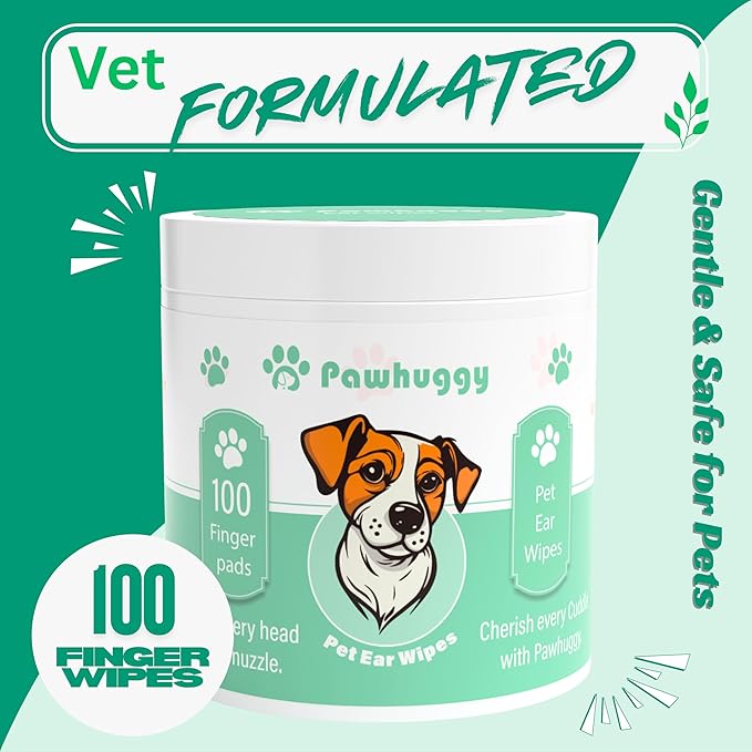 Dog Ear Cleaner – Dog Ear Wipes 100 Count – Ear Wipes for Dogs & Cats – Cat Ear Cleaner Finger Wipes – Pet Ear Wipes to Remove Wax & Relieve Itching – Coconut Scent