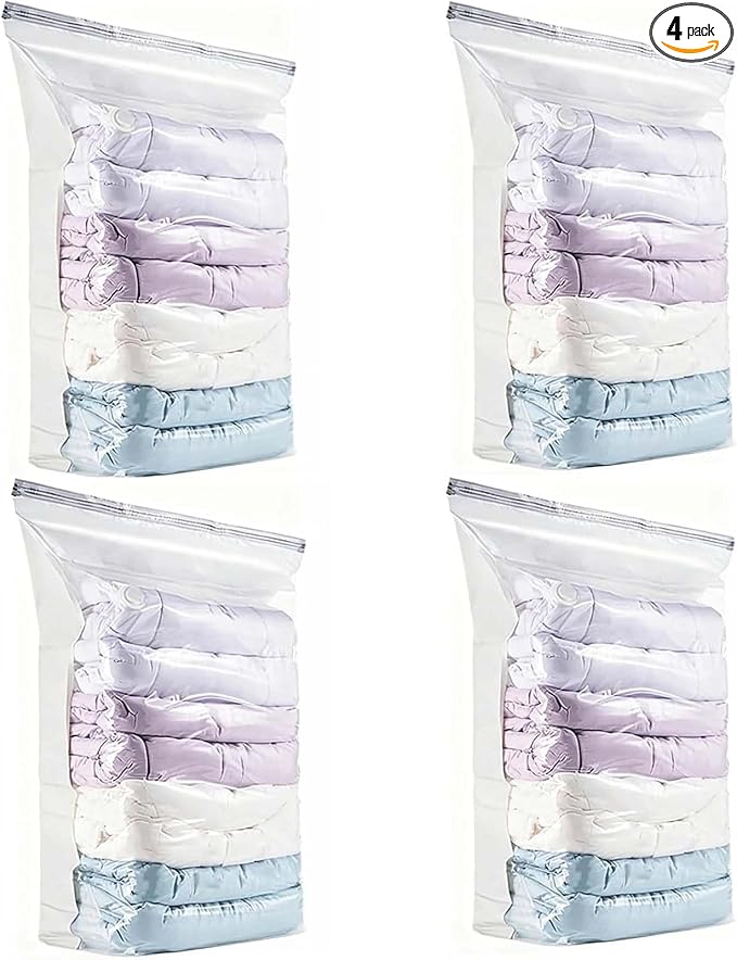 Vacuum Storage Bags No Pump Compression Space Saver 3D | Large Capacity Clothes Bedding Organizer Reusable Storage Bags Closet Wardrobe Travel Packing Moving Home Organization