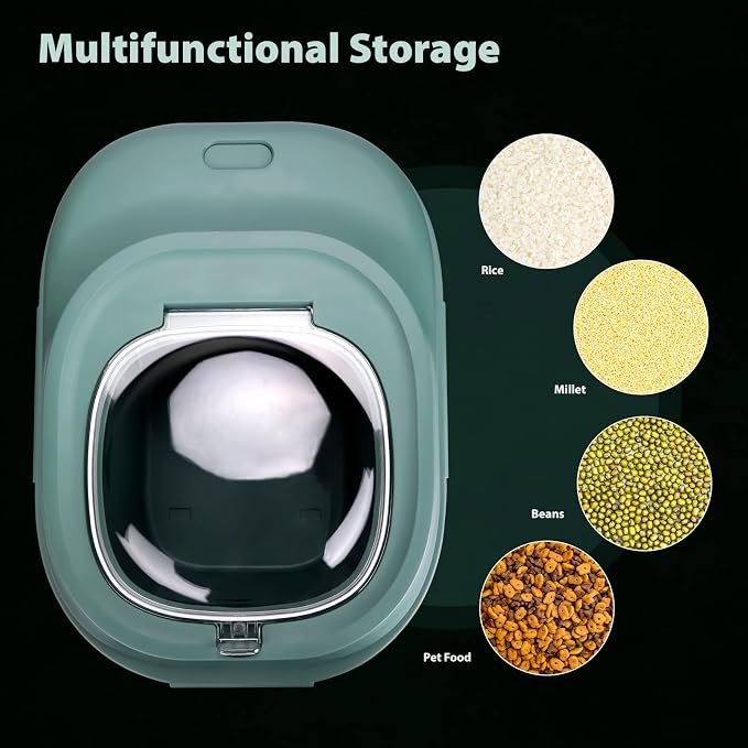 Viretec Cereal Rice Storage Containers, 20 to 50Lbs Collapsible Dry Food Dispenser Bins with Airtight Flip Lid Rolling Wheel, Kitchen Pantry to Store Sugar Flour, Dog Pet Cat Food Holder Container