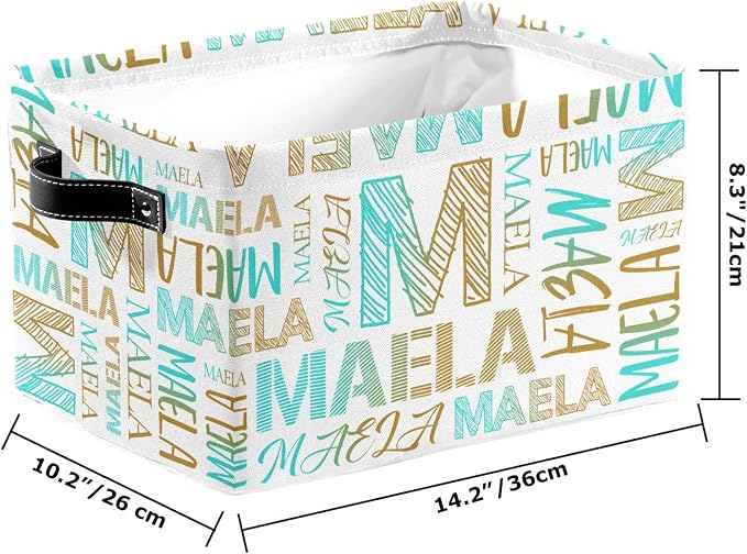 Foldable Personalized Storage Box for Boys Girls with Name Waterproof Kids Custom Storage Bin Baskets Cube Boxes Organizer with Handles for Organizing Shelf Closet, 1 Pack