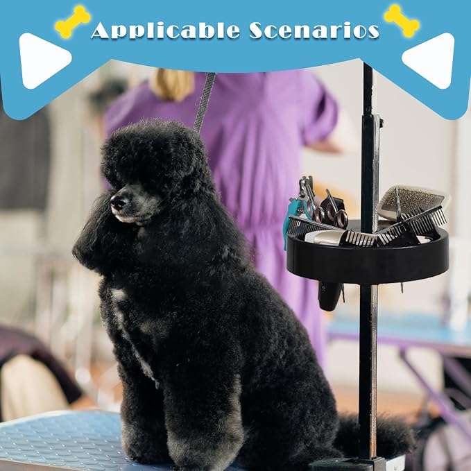 Pet Grooming Organizer for Scissors Brushes and Tools Holder - Portable Rotatable Dog Grooming Table and Arm Stand Tools(Black Cat Head)