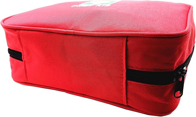 Red First Aid Bag Empty Travel Rescue Pouch Medical Bags First Responder Storage Compact Survival Medicine Emergency Bag for Car Home Office Kitchen Sporting Outdoor (Zipper MHS)