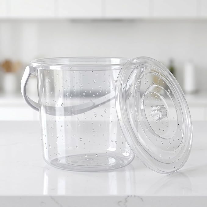 Clear Plastic Storage Bucket with Handle and Secure Lid Portable Transparent Pail for Pantry Dry Goods Craft Supplies Camping Gear Organizer and Laundry Utility