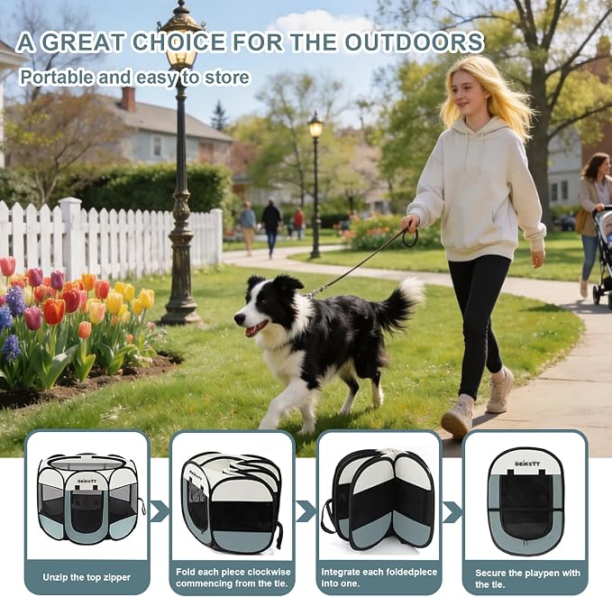 Cat Dog Playpen, Foldable Pet Puppy Dog Playpen, Cat Tent Crates Cage, Portable Playpen for Dogs Cats Rabbits Pigs Bunny Indoor/Outdoor, Pop Up Dog Kennel Playpen Enclosure with Carring Bag