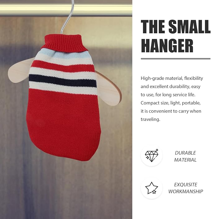 10pcs 8.66-inch Solid Wood Pet Clothes Hangers Sturdy Wear-Resistant Dog and Cat Hangers Portable Closet Organizer for Small to Medium Pet Apparel