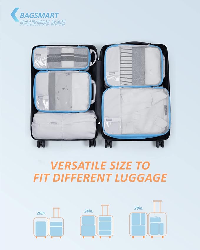 BAGSMART Compression Packing Cubes for Travel Essentials | 14 Set /6 Set /4 Set/2 Set, Lightweight, Durable