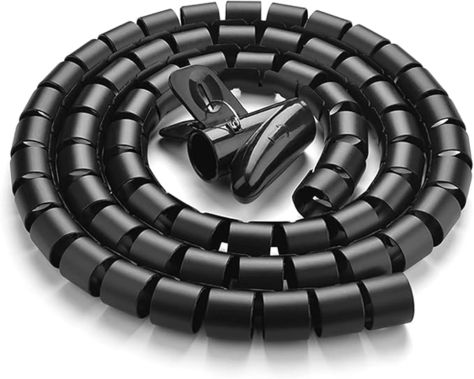 10FT Cable Management Sleeve Cord Bundler 0.8" Diameter w/Zip Clip Zipper Wire Wrap Cord Organizer Cable Tube Hider Flexible & Expandable Home & Office Wire Concealer for PC TV Computer Cinema