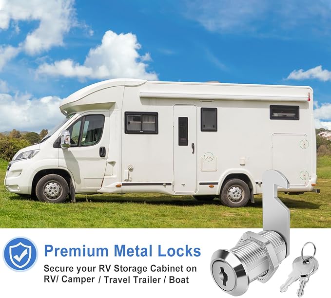 Cylinnda Cabinet Locks with Keys, 1-1/8" Cam Locks Keyed Alike, Quality Cabinet Cam Lock for RV Storage Locks Drawers Mailbox Toolbox Lock Replacement Set, Zinc Alloy (8 Pack, 1-1/8 Inch)