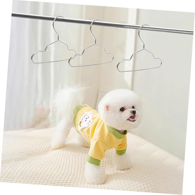 Hemobllo 10 Piece Steel PET Clothing Hangers for Apparel Storage Silver | Space-saving Design, Universal Fit, Versatile Usage, for PET Shops and Homes, Sleek Silver Finish
