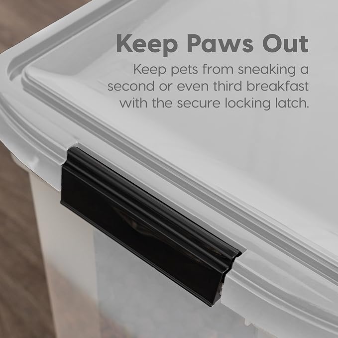 IRIS USA Dog Food Storage Container, Up to 10 lbs, Clear/Gray, Made in USA | BPA-Free, Airtight Seal, Best for Cat Food, Bird Seed, Chicken Feed, Pet Toys, Treats, Pellets
