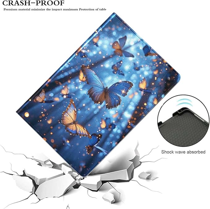 for Samsung Galaxy Tab A 8.4 Tablet Case SM-T307,Premium Leather Folio Stand Auto Wake/Sleep,Multiple Viewing Stand,Blue Butterfly