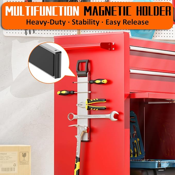 Double Sided Magnetic Tool Holder Heavy Duty,12 Inch Rust-Resistant Magnetic Tool Bar with a Quick- release Handle, Magnetic Tool Organizer Strip for Garage, Workshop, Jobsite, Shed and Kitchen
