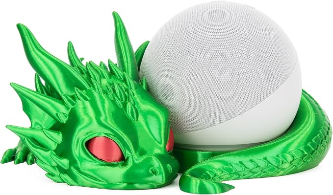 Dragon Stand for Echo Dot 4th/5th Gen, Green Yellow | 3D Printed, Desktop Speakers Holder, Made in USA