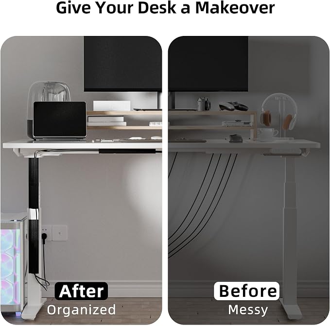YECAYE 157in Cable Management Cord Organizer, Cable Raceway, Black | Under Desk,Easy Install Self-Adhesive Cord Hider, Cable Organizer, Cable Hider for Office Organization,Child & Pet Proof