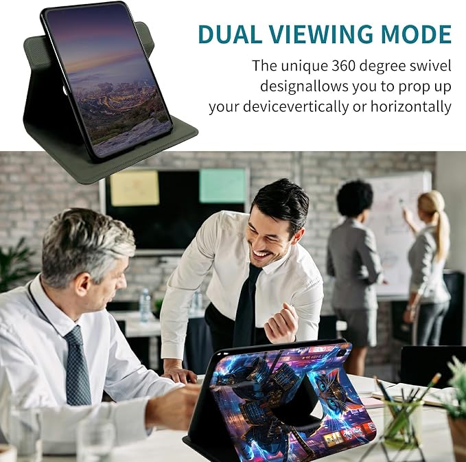 Case for Samsung Galaxy Tab A 8.0" 2019 SM-T290/T295, 360 Degree Rotating Stand with Multi-Angle Vertical & Horizontal Viewing Shockproof Protective Shell for Women Men, Blue Flame Cat