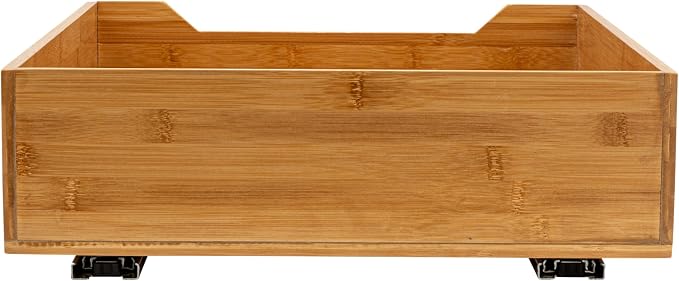 Household Essentials Glidez Bamboo and Steel Pull-Out/Slide-Out Storage Organizer for Under Cabinet Use - 1-Tier Design - Fits Standard Size Cabinet or Shelf, Natural