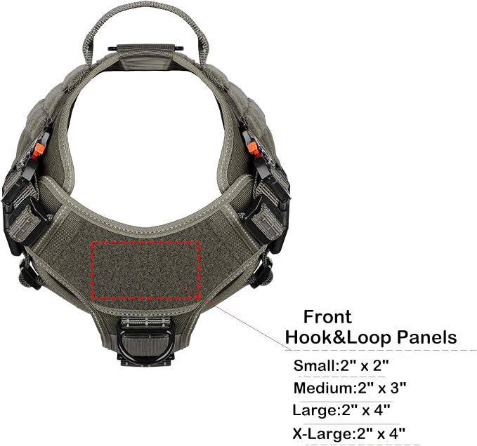 ICEFANG Tactical Dog Harness for Large Dogs,Reflective No Pull Dog Vest | with Control Handle,Adjustable,Front Hook,2 Leash Clips,Soft Padded,MOLLE Panel,Green,Large
