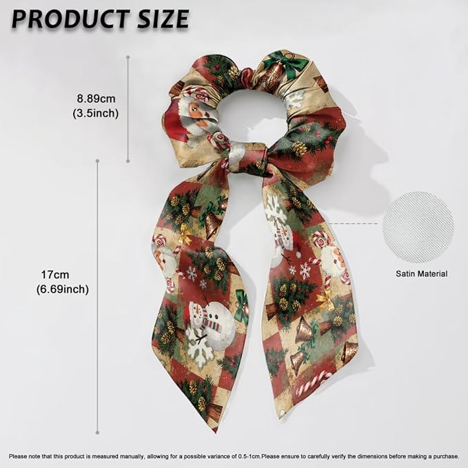COEQINE Dog Mom Bandanas Tree Bell Santa Plaid Bandana for Pet with Hair Tie Storage Set 2 Pcs Pet and Owner Matching Outfits for Holiday Christmas Birthday Decor