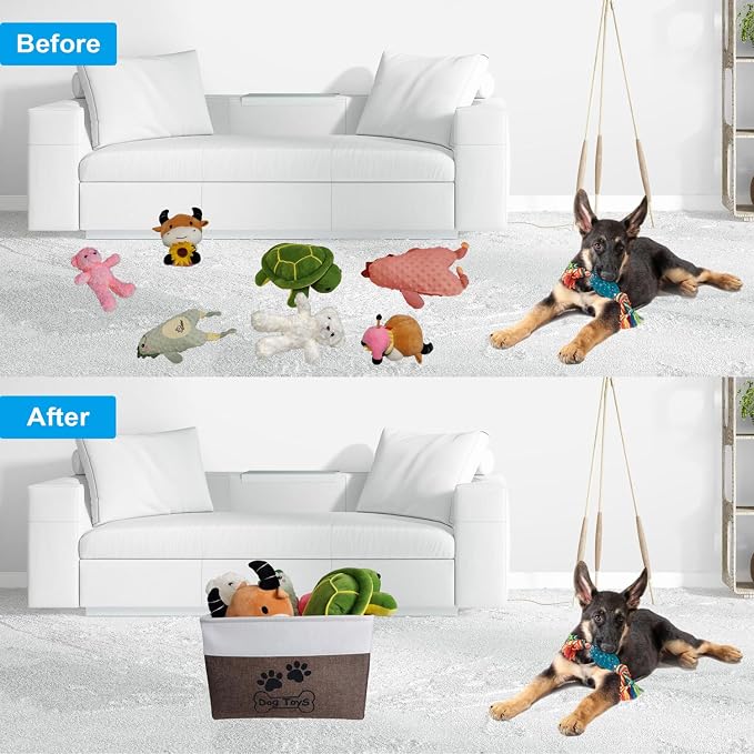 Dog Toy Basket Collapsible Dog Toy Box Foldable Dog Toy Bin for Pet Chew Toys
