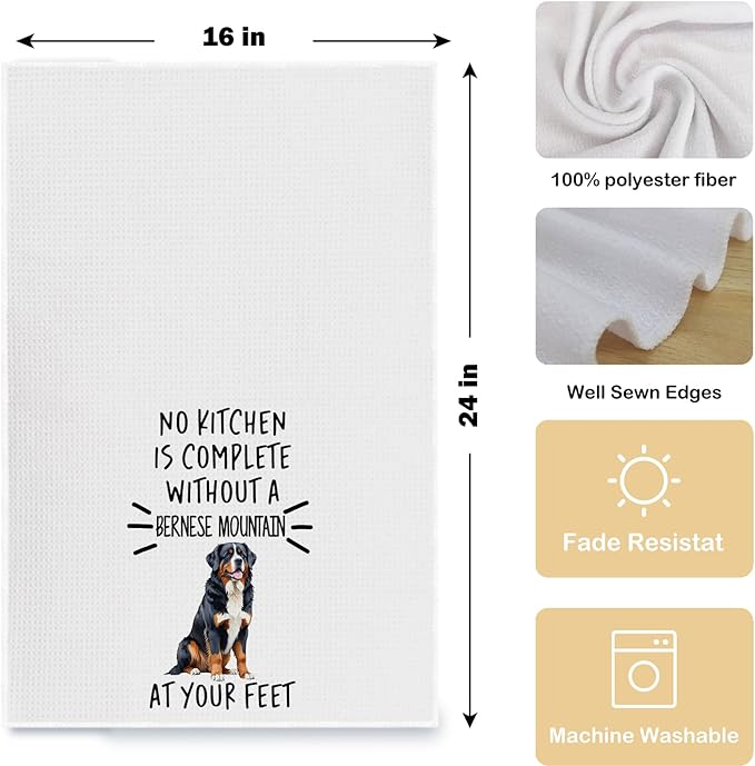 Bernese Mountain Dog Kitchen Towels, Bernese Mountain Dog Gifts, 16x24 Inch Cotton Waffle Weave Dish Towels