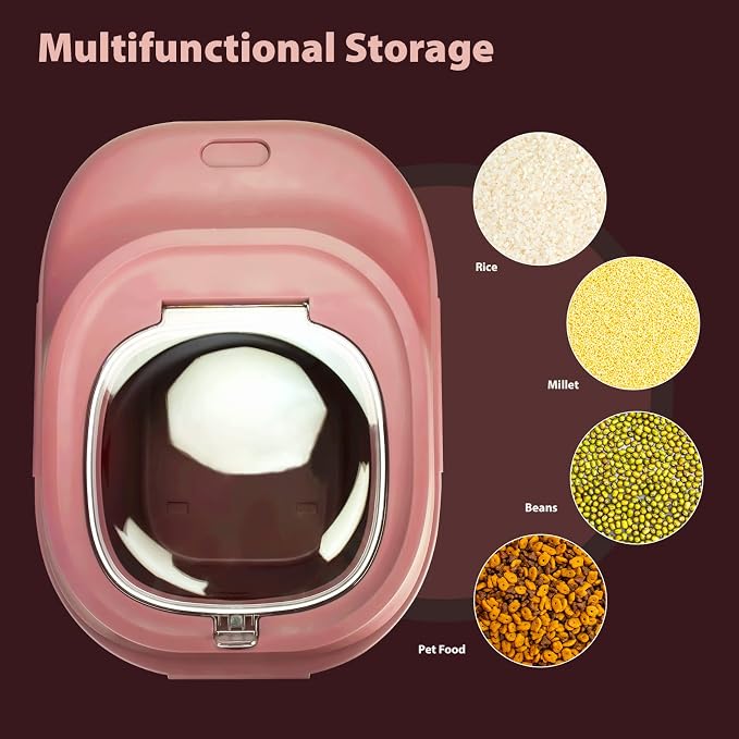 Viretec Cereal Rice Storage Containers, 20 to 50Lbs Collapsible Dry Food Dispenser Bins with Airtight Flip Lid Rolling Wheel, Kitchen Pantry to Store Sugar Flour, Dog Pet Cat Food Holder Container