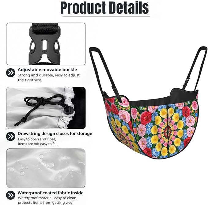 Flower Kaleidoscope Car Seat Organizer-Backseat Storage Bag for Travel | Waterproof Durable. Holds Snacks Gear Essentials. Fits Most Cars.