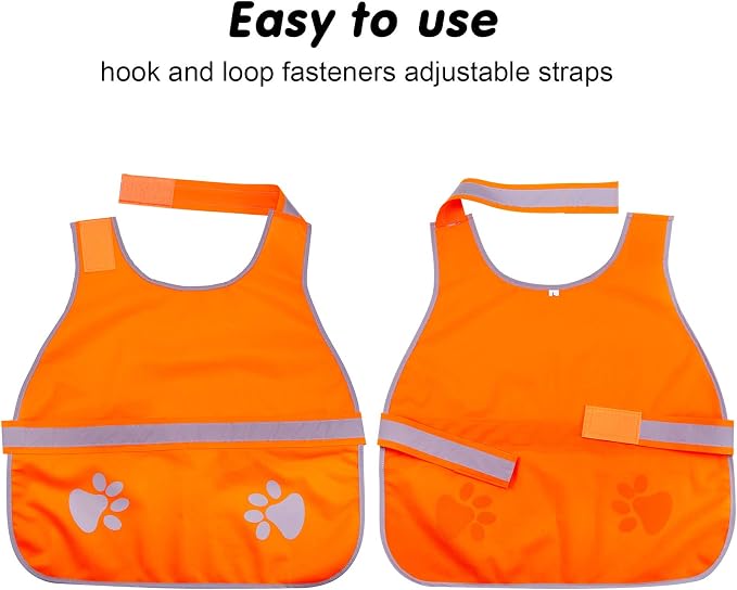 Geyoga 2 Pcs Reflective Dog Vest Adjustable Safety Vest,M,Orange, Yellow | Pet High Visibility Apparel, Blaze Fluorescent, Dog Service Jacket Clothes Safeguard, for Hunting Outdoor Walking Night