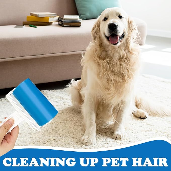 8 PCS Pet Hair Remover Washable Lint Rollers，Adhesive Lint Rollers,Reusable Lint Rollerss 2 Large and 6 Small, for Traveling Pet Clothes Car (Blue, Red)