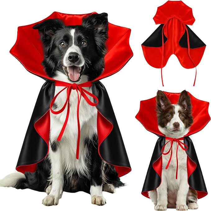 Dog Halloween Costume, Pet Cape for Small Puppy Dogs Cat Funny Red & Black Halloween Costumes with Neck Armor Adjustable Strap Idea for Vampire Party Cosplay (Red, XL)
