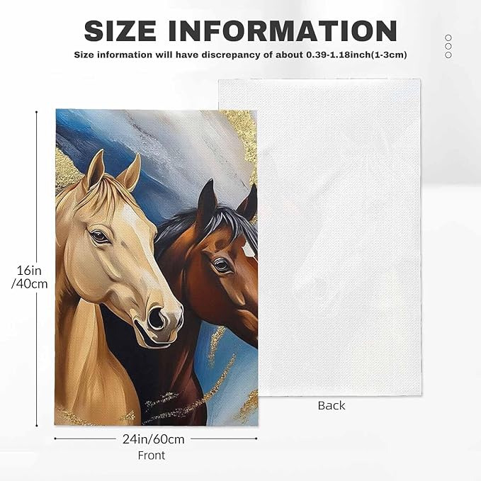 Horse Kitchen Towels Two Horses Friendship Team Soft and Super Absorbent Dish Towels 2 Pack 16 X 24 Inches