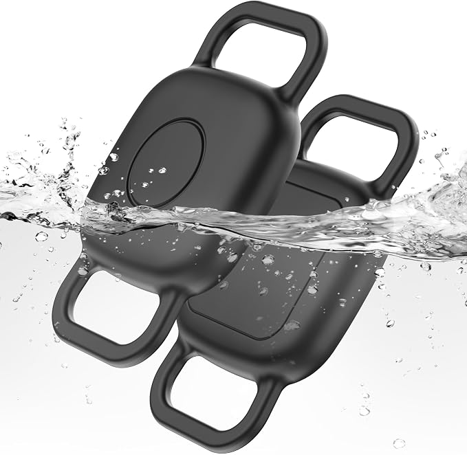 DDJ Waterproof Dog Collar Holder for Life360 Tile Mate Tracker, 2-Pack Durable Silicone Cover, Anti Lost for Life 360 Tile Tracker Case for Cat & pet Collars, Easy Installation, Lightweight, Black