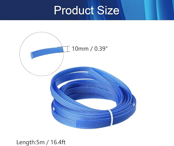 Jutagoss PET Expandable Braided Cable Sleeve, 16.4ft - 3/8 inch Blue Cable Management Sleeve, Wire Loom Tube Cord Protector for USB Cable, Power Cord, Audio Video and More, 1Pc